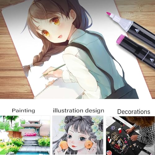 Corslet 48 Colors Upgraded Alcohol Marker Set, Broad Fine Double Head Art Marker for Artists Adult Coloring, Sketching, Painting, (48) - Image 4