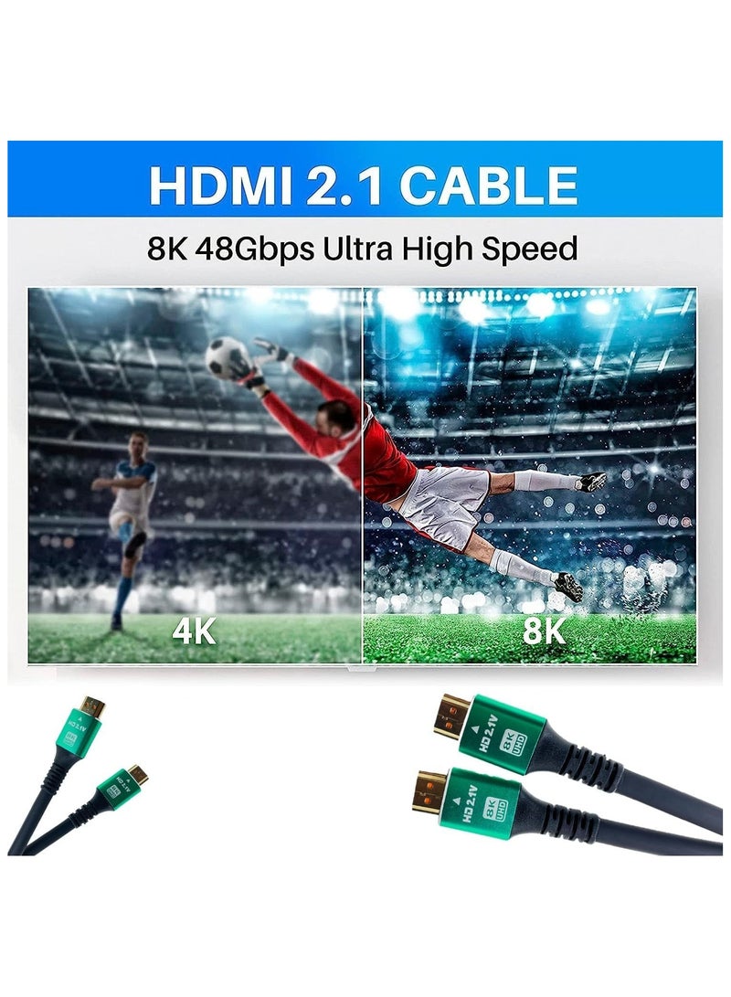 كابل HDMI 2.1 بدقة 8K بطول 3 أمتار (48 جيجابت في الثانية) - سرعة فائقة 8K بتردد 60 هرتز، 4K بتردد 240 هرتز/144 هرتز/120 هرتز - يدعم eARC وDolby Vision وHDR10+ وHDCP 2.3 - متوافق مع PS5 وXbox Series X وMacBook Pro وBlu-Ray وSamsung TV وLG OLED - Image 2