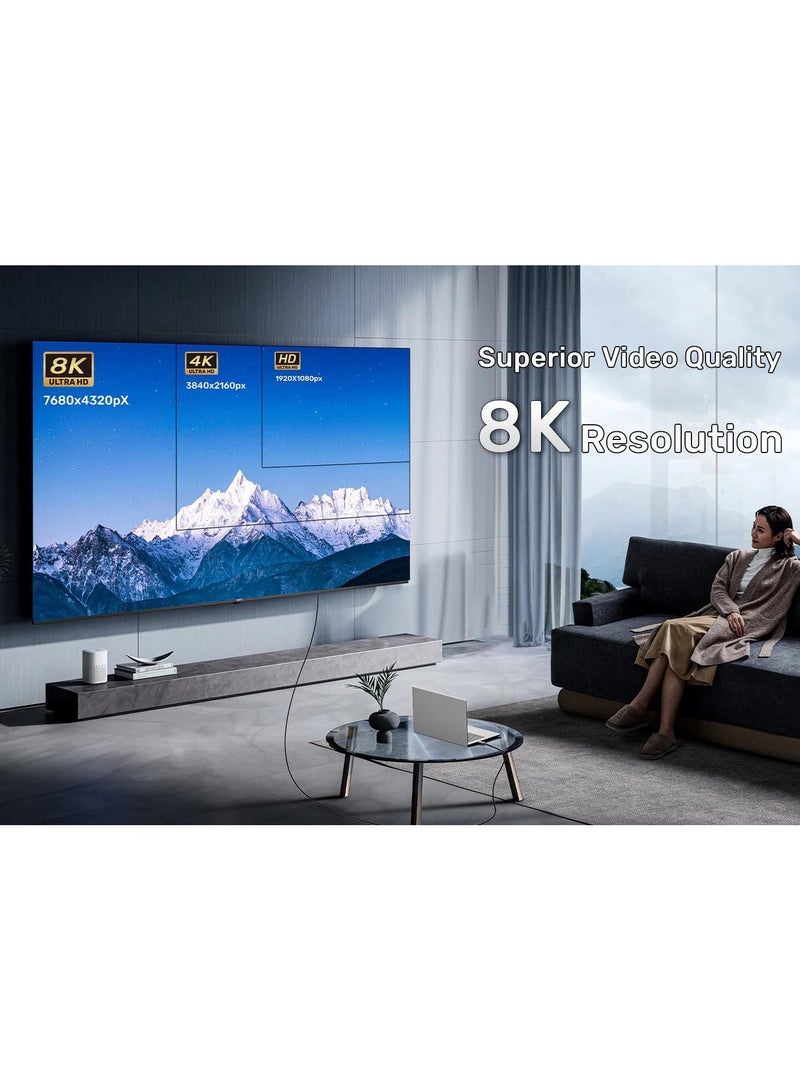 كابل HDMI 2.1 بدقة 8K بطول 3 أمتار (48 جيجابت في الثانية) - سرعة فائقة 8K بتردد 60 هرتز، 4K بتردد 240 هرتز/144 هرتز/120 هرتز - يدعم eARC وDolby Vision وHDR10+ وHDCP 2.3 - متوافق مع PS5 وXbox Series X وMacBook Pro وBlu-Ray وSamsung TV وLG OLED - Image 4