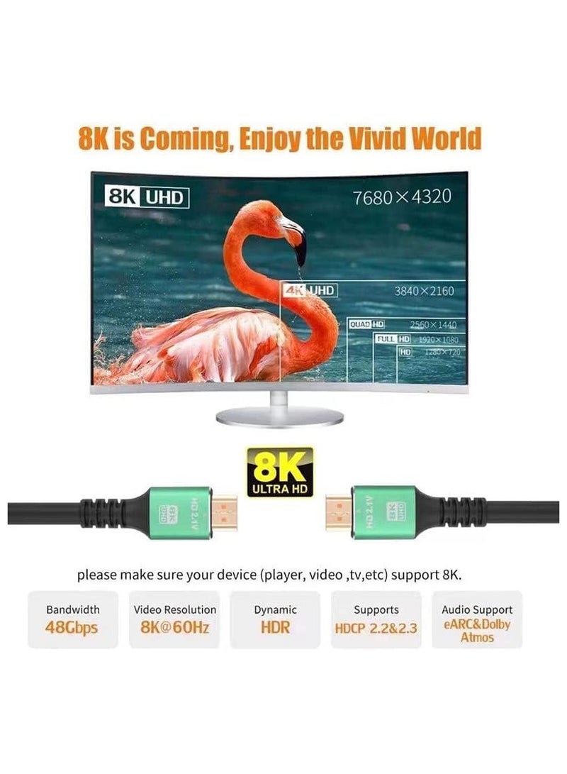 كابل HDMI 2.1 بدقة 8K بطول 3 أمتار (48 جيجابت في الثانية) - سرعة فائقة 8K بتردد 60 هرتز، 4K بتردد 240 هرتز/144 هرتز/120 هرتز - يدعم eARC وDolby Vision وHDR10+ وHDCP 2.3 - متوافق مع PS5 وXbox Series X وMacBook Pro وBlu-Ray وSamsung TV وLG OLED - Image 5