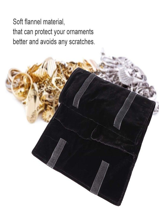 Salmue Jewelry Roll, Black, Portable, 2 Drawers, 1 Compartment, Rectangular, Minimalist, Wedding, Anniversary, Rings, Earrings, Travel - Image 2