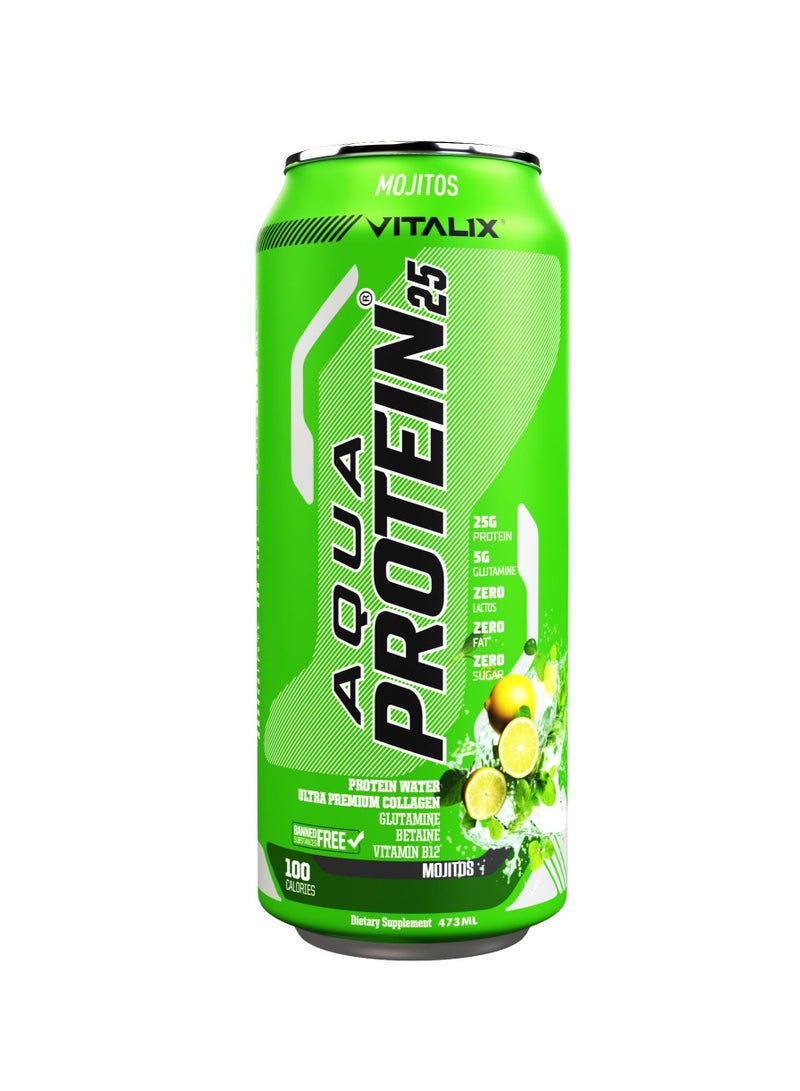 Vitalix Aqua Protein 25 Mojito Protein Water With 25g Protein Collagen, Glutamine 473 Ml Pack of 12 - Image 2