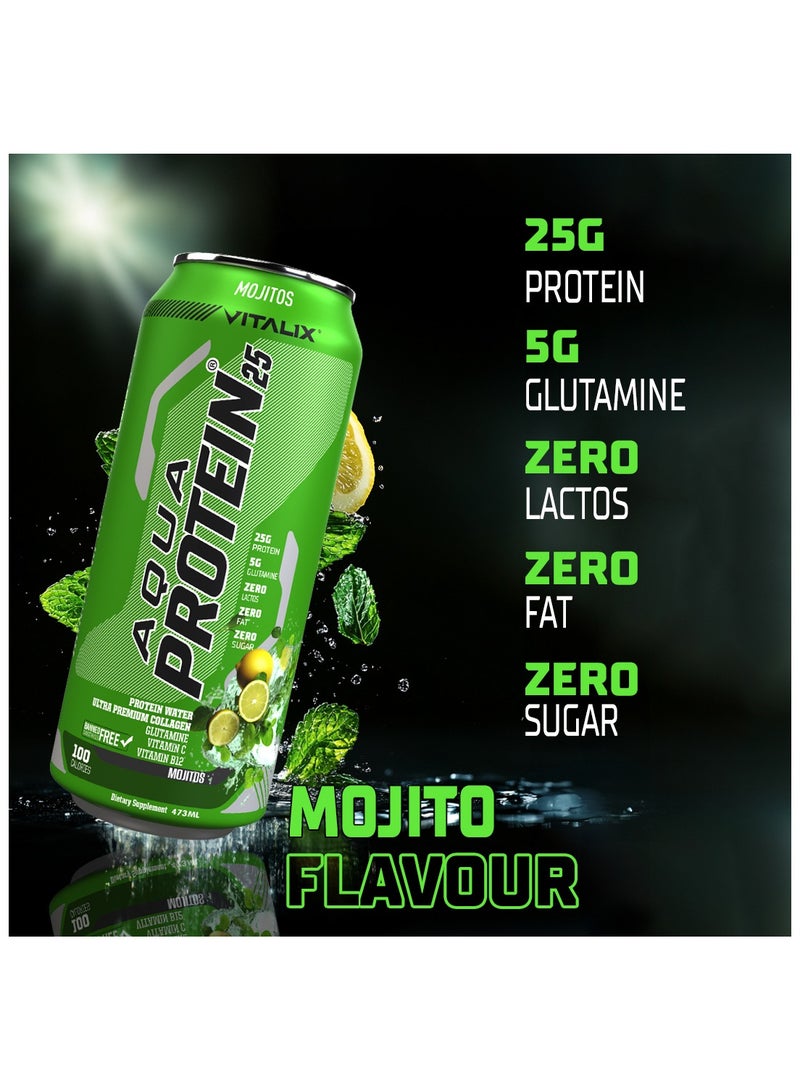 Vitalix Aqua Protein 25 Mojito Protein Water With 25g Protein Collagen, Glutamine 473 Ml Pack of 12 - Image 4