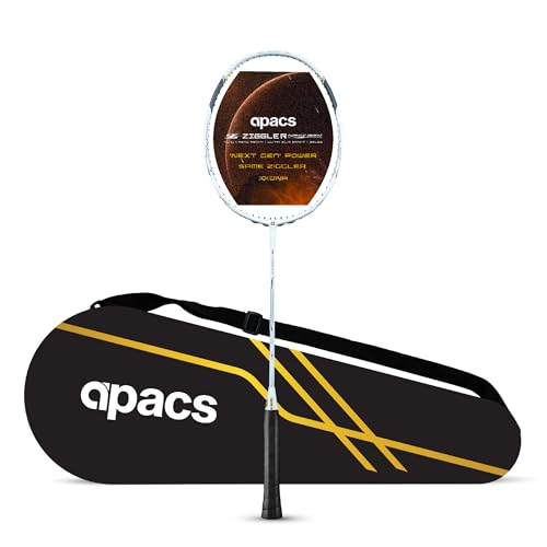 Apacs Z-Ziggler Next Gen (Unstrung) | 38lbs max Tension | Ultra Slim Shaft | 100% Japanese Graphite | (4U) Head Heavy Balance | Aerodox Frame | Made in Vietnam Badminton Racket with Cover (White) - Image 1