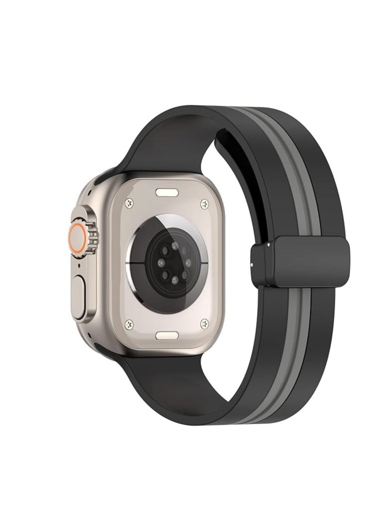 Generic - Magnetic Bands for Apple Watch Ultra/Ultra 2 Band 49mm 45mm 44mm 42mm Soft Sport Silicone Strap for iwatch Series 9/8/7/6/5/4/3/2/1/SE2/SE - Image 1