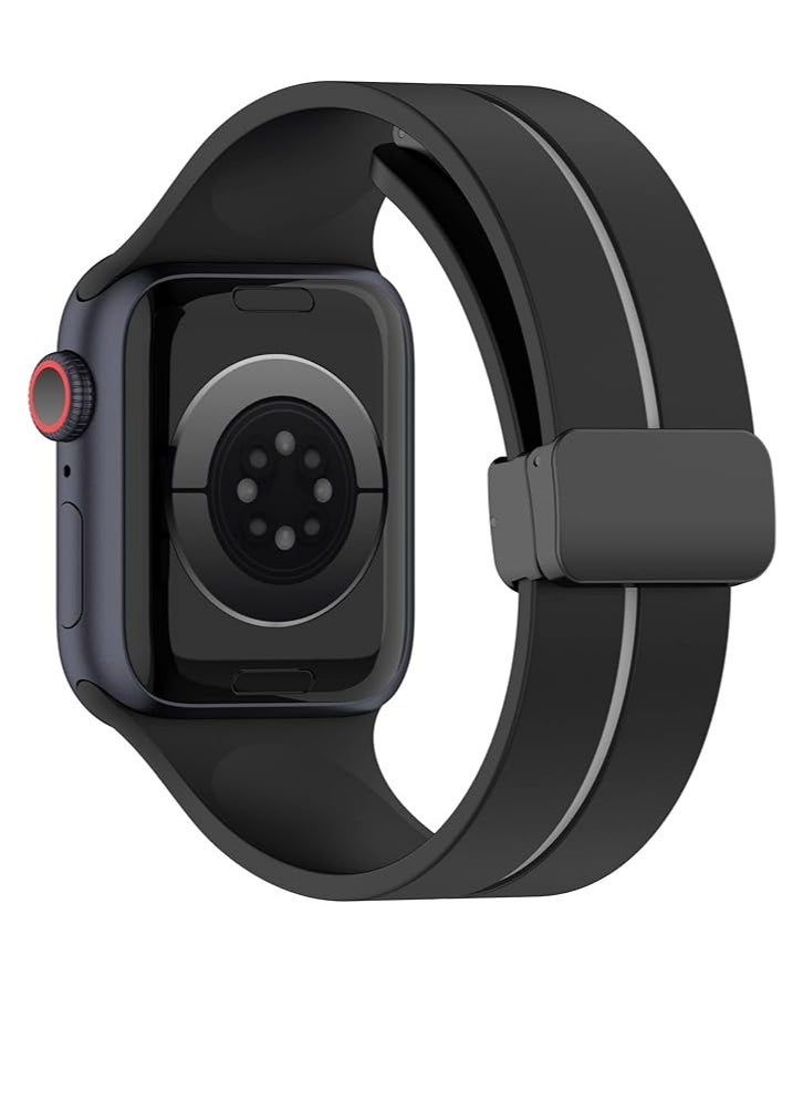 Generic - Magnetic Bands for Apple Watch Ultra/Ultra 2 Band 49mm 45mm 44mm 42mm Soft Sport Silicone Strap for iwatch Series 9/8/7/6/5/4/3/2/1/SE2/SE - Image 1