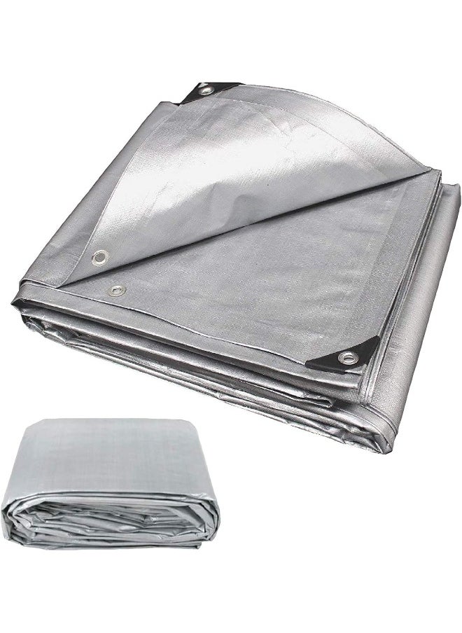 Royal Apex Waterproof Ground Cover Tent Shelter Dust-proof Rain Cover Tarpaulin Sheet (SILVER, (12X12))  - Image 1