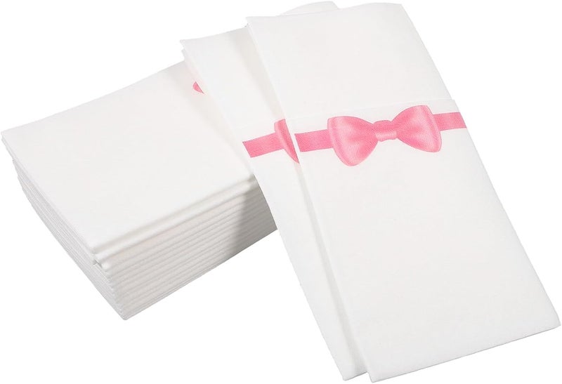 Disposable Bow Tie Pocket Napkins 50pcs 40x40cm Decorative Table Napkins with Cutter Wrapping for Restaurant Hotel Family Gatherings - Image 1