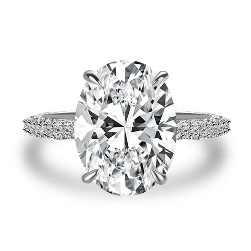 RODIFFY 5.0/8.0CT Excellent Oval Cut Engagement Ring,D-Color VVS Big CZ Gemstone S925 Promise Ring (Silver,5CT, 6) - Image 1