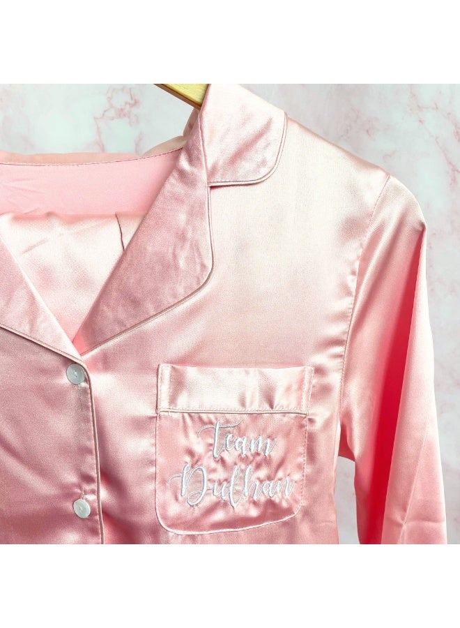 Peacock Supplies Team Dulhan Pyjamas Pink And White - Image 1