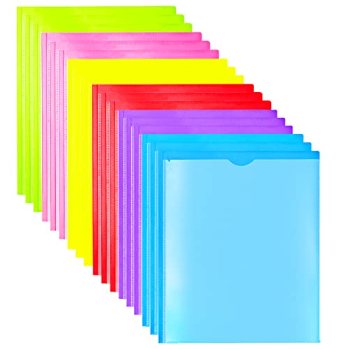 WOT I Heavy Duty Folders with Clear Front Pockets -18 Pack, Extra Thick Plastic Folders with 3 Pocekts and 3 Prongs for Letter Size Paper/Assorted Colors/School/Work/Home Use - Image 1