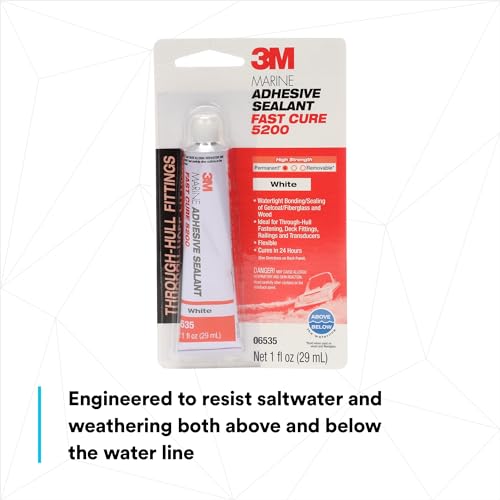 3M Marine Adhesive Sealant Fast Cure 5200 (05220) Permanent Bonding and Sealing for Boats and RVs Above and Below the Waterline Waterproof Repair, White, 3 fl oz Tube - Image 5