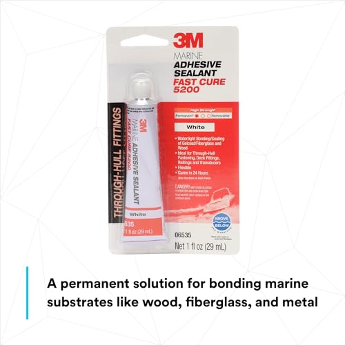 3M Marine Adhesive Sealant Fast Cure 5200 (05220) Permanent Bonding and Sealing for Boats and RVs Above and Below the Waterline Waterproof Repair, White, 3 fl oz Tube - Image 3