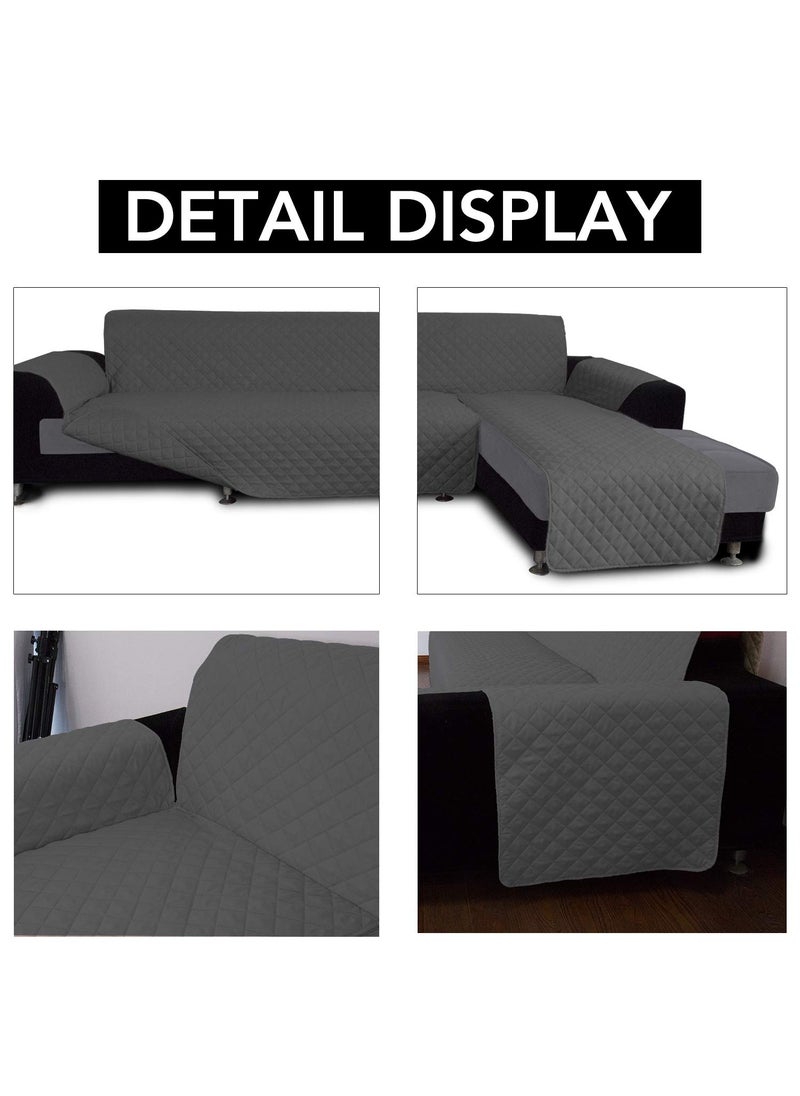 Easy-Going - Easy-Going Microfiber Geometric L Shape Sofa Slipcover Cover Sectional Couch Cover Reversible Furniture Protector Cover for Pets, Kids (X-Large, Dark Grey) - Image 1