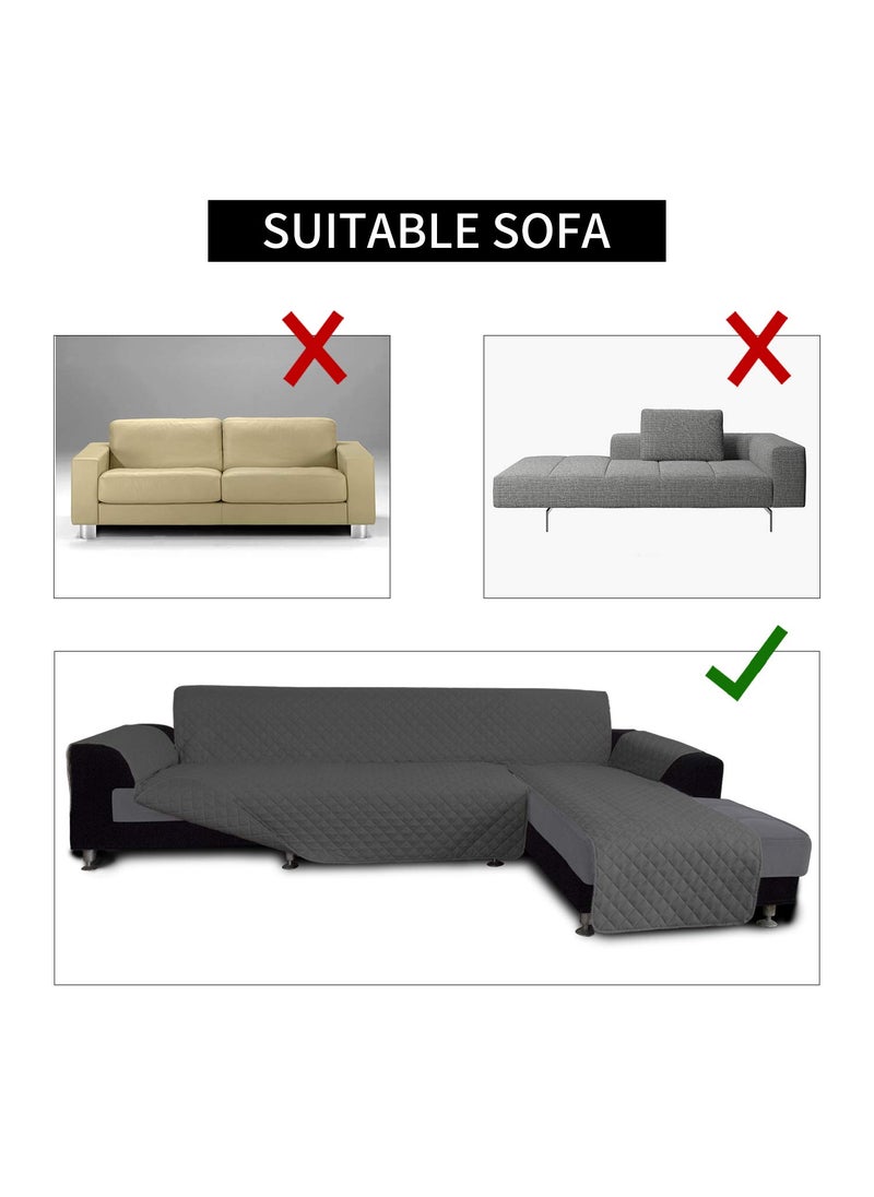 Easy-Going - Easy-Going Microfiber Geometric L Shape Sofa Slipcover Cover Sectional Couch Cover Reversible Furniture Protector Cover for Pets, Kids (X-Large, Dark Grey) - Image 1