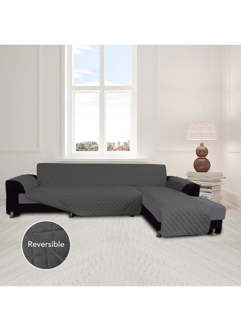 Easy-Going - Easy-Going Microfiber Geometric L Shape Sofa Slipcover Cover Sectional Couch Cover Reversible Furniture Protector Cover for Pets, Kids (X-Large, Dark Grey) - Image 1