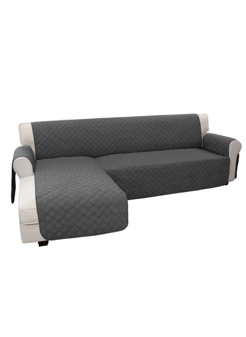 Easy-Going - Easy-Going Microfiber Geometric L Shape Sofa Slipcover Cover Sectional Couch Cover Reversible Furniture Protector Cover for Pets, Kids (X-Large, Dark Grey) - Image 1