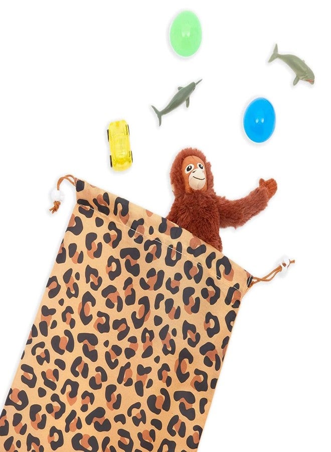 BLUE PANDA 12-Pack Animal Print Drawstring Party Gift Bags - 10 x 12 in Polyester - Safari & Jungle Party Favors - Animal Print Cinch Bags - Image 5