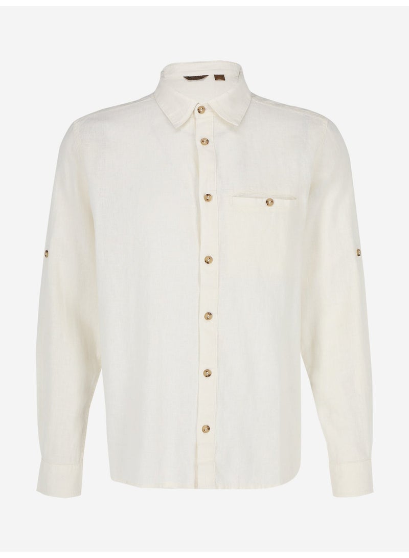 Outventure Men's Shirt, Linen Shirt, Casual Shirt, Summer Shirt, Breathable Shirt, Regular Fit, Roll-Up Sleeves, Lightweight Button Down Shirt - Image 1