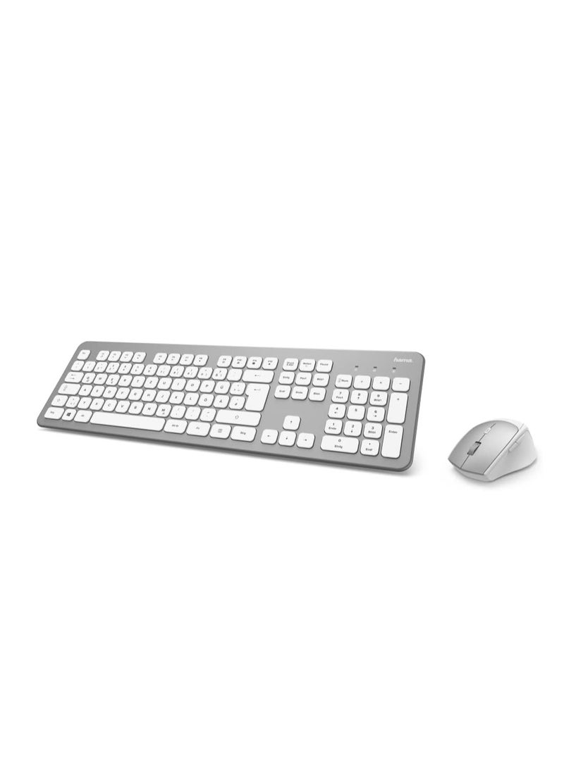 Hama Hama D3182676 "KMW-700" Wireless Keyboard / Mouse Set, silver/white, Gulf  - Image 1