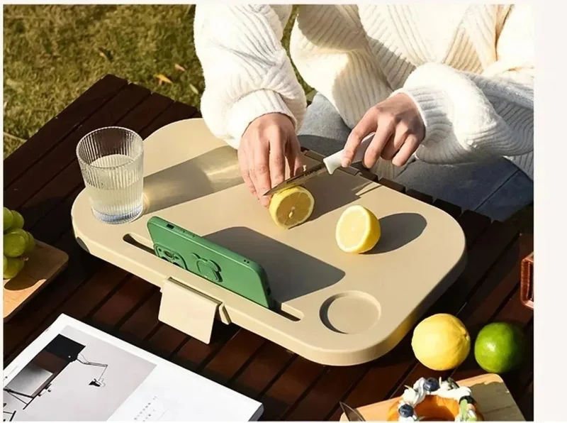 Safestore Beige Multi-Functional Picnic Camping Basket with Coffee Table and Fork-Spoon Gift for Two