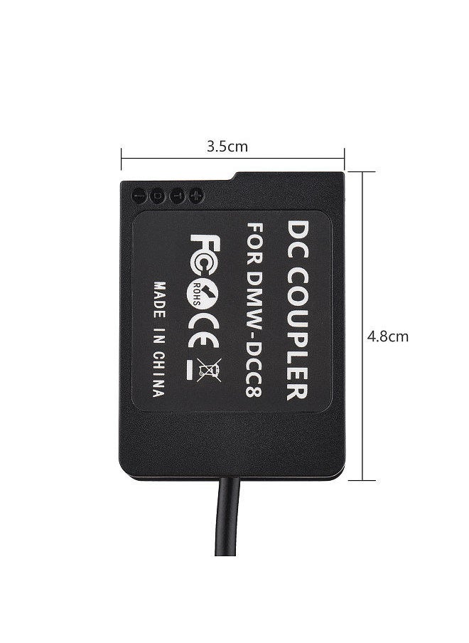 Generic - PD USB Type-C Cable to DMW-DCC8 Dummy Battery DC Coupler DMW-BLC12 Replacement for Panasonic LUMIX DMC-FZ2500 FZ1000 FZ300 FZ200 G85 GX8 G7 G6 G5 GH2 DC-G90 G95 G99 Cameras - Image 1
