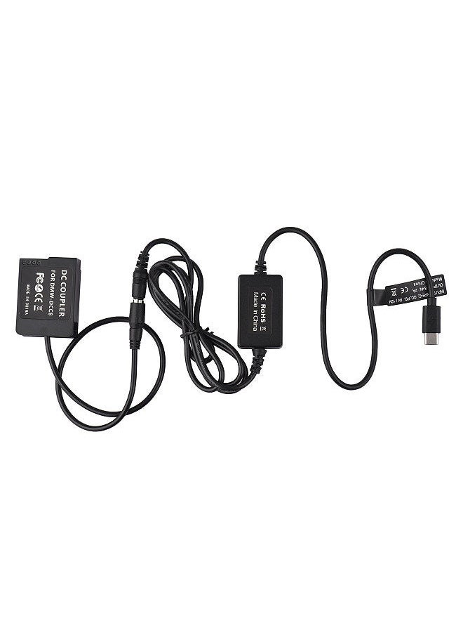 Generic - PD USB Type-C Cable to DMW-DCC8 Dummy Battery DC Coupler DMW-BLC12 Replacement for Panasonic LUMIX DMC-FZ2500 FZ1000 FZ300 FZ200 G85 GX8 G7 G6 G5 GH2 DC-G90 G95 G99 Cameras - Image 1