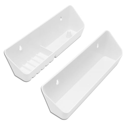 Baudelun 11 inch Tip Out Sink Tray, 2 Pack Molded Sink Front Tip-Out Trays with Mounting Screws, Pull Out Shelf Home White Organizer, White - Image 4