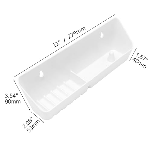 Baudelun 11 inch Tip Out Sink Tray, 2 Pack Molded Sink Front Tip-Out Trays with Mounting Screws, Pull Out Shelf Home White Organizer, White - Image 2