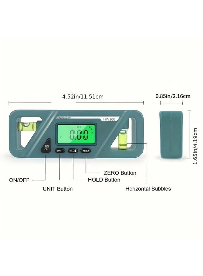 مقياس الزاوية الرقمي الأخضر، مقياس زاوية مغناطيسي، مقياس الميل بشاشة LCD مضاءة، منقلة - Image 3