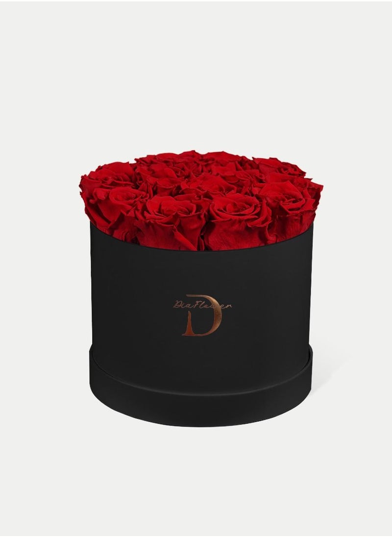 Dia FLOWER - Infinity Round Box, Romantic Red MEDIUM 14 ROSES - Image 1
