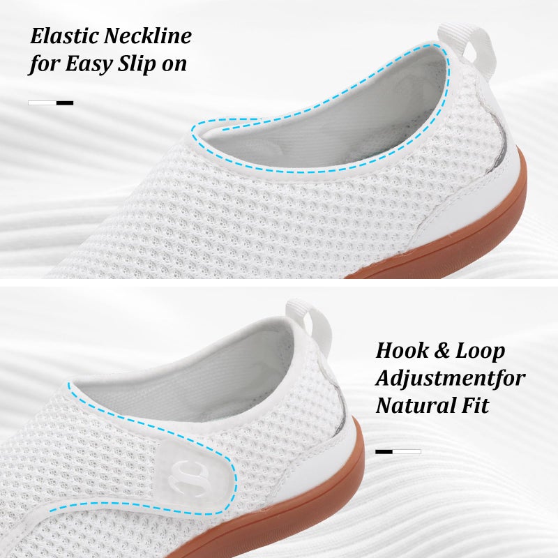 Scurtain Womens Casual Walking Shoes Summer Spring Non Slip Wide Width Barefoot Shoe White Nurse Shoes Breathable Neuropathy Edema Orthopedic Bunion Recovery Shoes Size 7.5 - Image 3