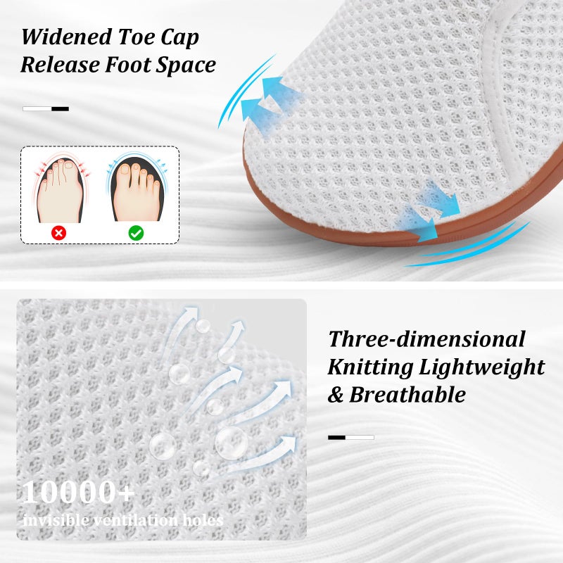 Scurtain Womens Casual Walking Shoes Summer Spring Non Slip Wide Width Barefoot Shoe White Nurse Shoes Breathable Neuropathy Edema Orthopedic Bunion Recovery Shoes Size 7.5 - Image 2