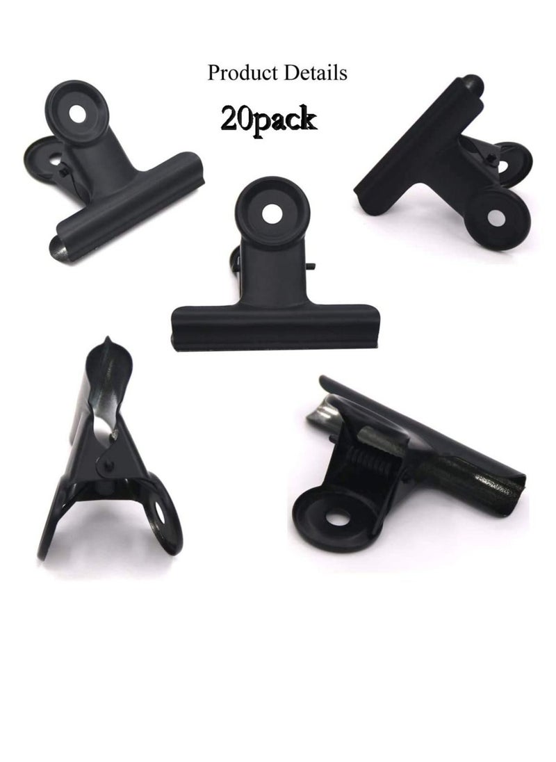 KASTWAVE MAKINGTEC 20 Pieces Black Bulldog Clips Mini Metal Photo Clips Money and File Clips for Home and Office Supplies Foldback Clips Binder Clips Stationary Paper Clips  - Image 1