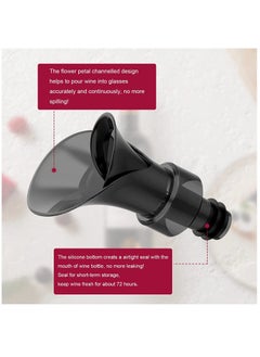 KASTWAVE Wine Stopper and Pourer 2 In 1 Design Flower Shape Decorative and Reusable Wine Pourer Leakproof Silicone Wine Bottle Stopper(2 Pcs)  - Image 2