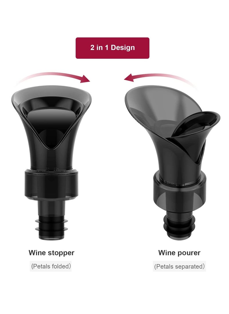 KASTWAVE Wine Stopper and Pourer 2 In 1 Design Flower Shape Decorative and Reusable Wine Pourer Leakproof Silicone Wine Bottle Stopper(2 Pcs)  - Image 3