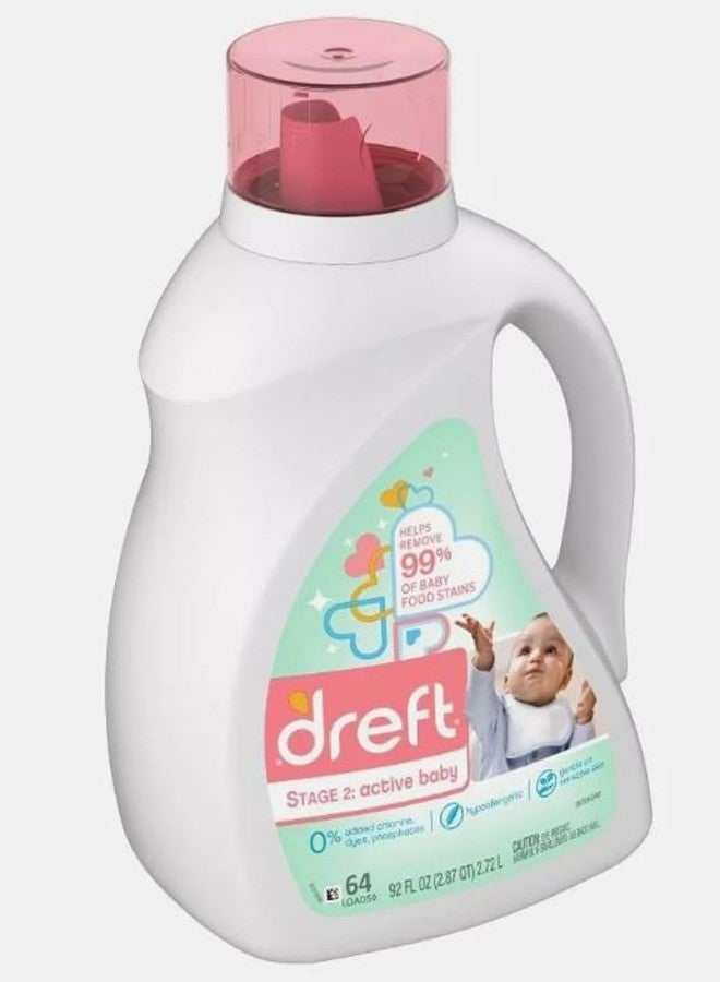 Dreft Stage 2: Active Baby Liquid Laundry Detergent, 64 Loads 92 fl oz