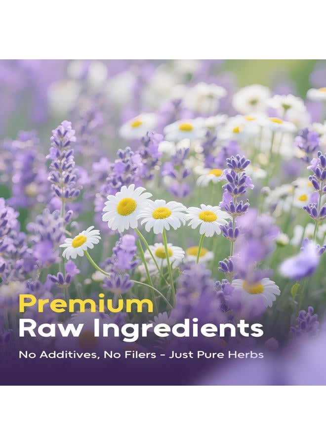 FullChea Chamomile Lavender Tea Bags for Relaxation & Better Sleep - 60 Count - Caffeine-Free Blend Herbal Tea - Premium Chamomile & Lavender Flowers - Image 2