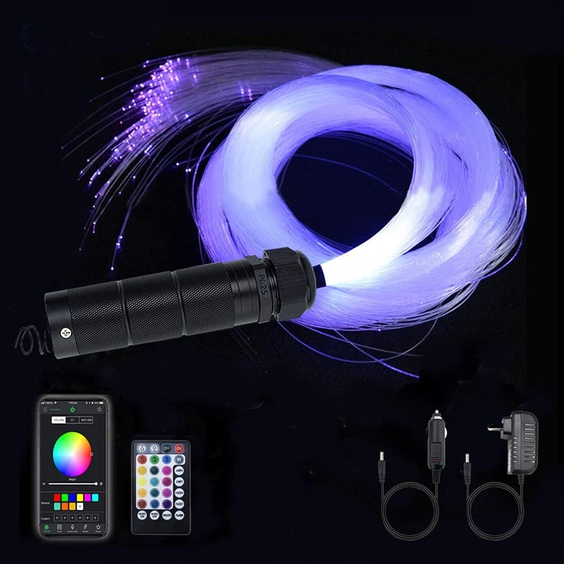 azimom Car Use Bluetooth 6W RGBW LED Fiber Optic Lights Star Ceiling Light Kit APP Remote Control Mixed 430pcs 9.8ft Fiber Cable Music Mode Sensory Lighting Indoor Home Interior Decoration - Image 1