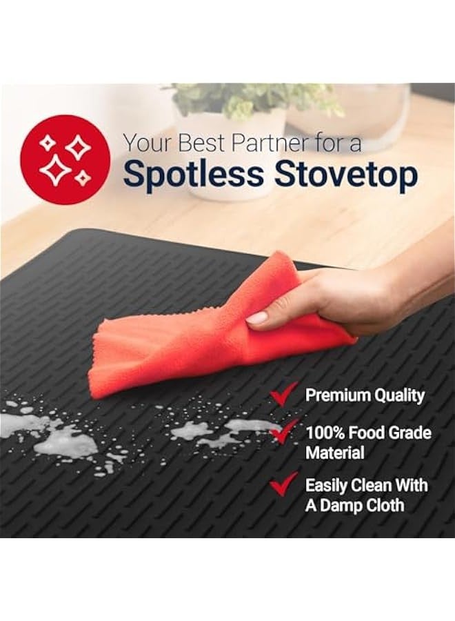 Beauenty Silicone Electric Stove Cover Mat, 28 * 20 inches Extra Large Silicone Dish Drying Mat, Glass Top Stove Cover To Protect Kitchen Counter Surface And Prevent Scratching- BLACK - Image 5