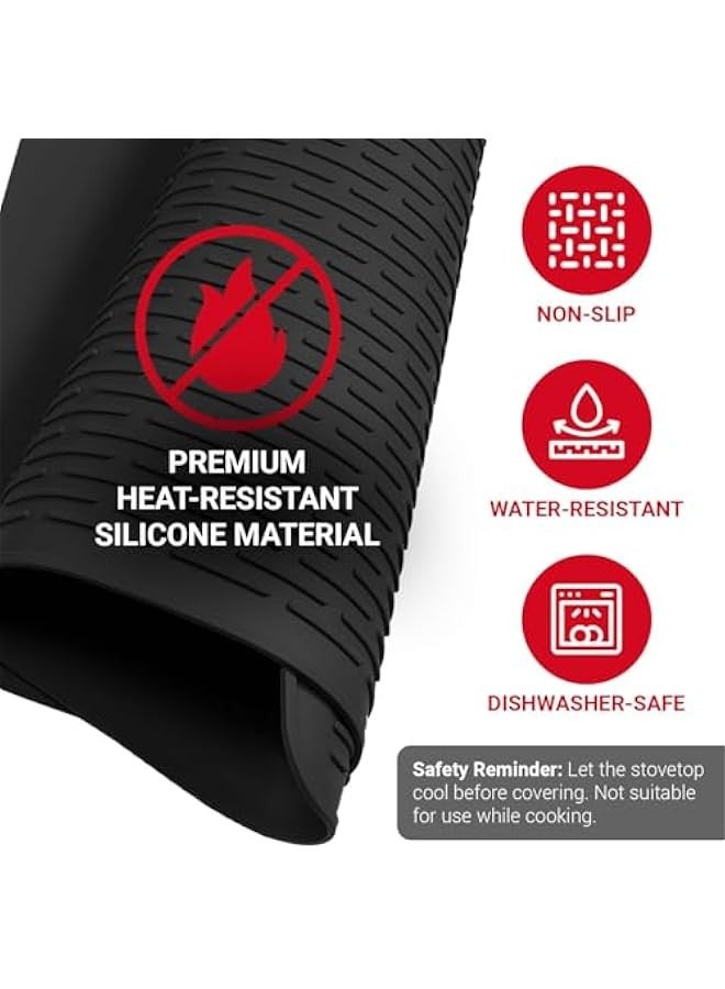 Beauenty Silicone Electric Stove Cover Mat, 28 * 20 inches Extra Large Silicone Dish Drying Mat, Glass Top Stove Cover To Protect Kitchen Counter Surface And Prevent Scratching- BLACK - Image 3