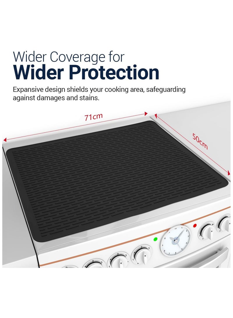 Beauenty Silicone Electric Stove Cover Mat, 28 * 20 inches Extra Large Silicone Dish Drying Mat, Glass Top Stove Cover To Protect Kitchen Counter Surface And Prevent Scratching- BLACK - Image 2