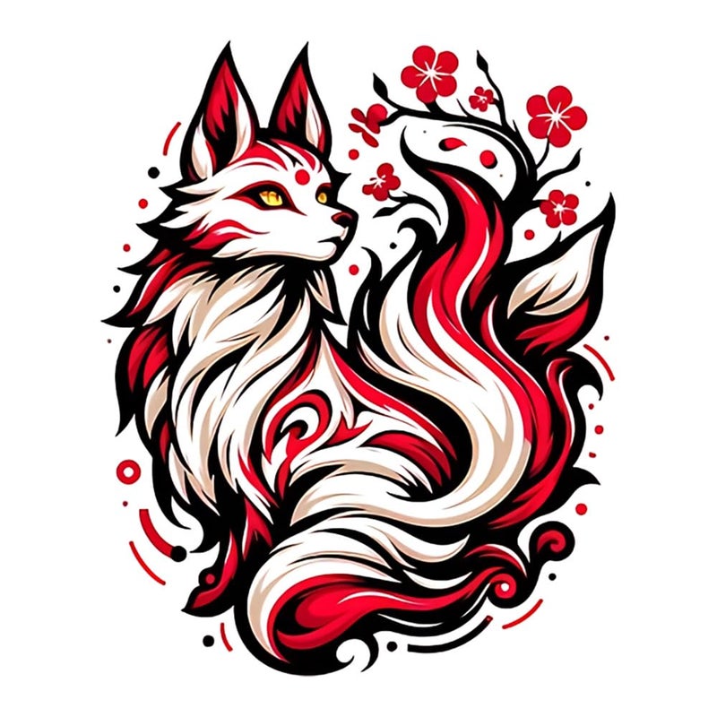 EARLFAMILY 51 Japanese Kitsune Car Stickers Waterproof Vinyl Car Accessories Decals Bumper Trunk Fuel Tank Cap Decals - Image 3