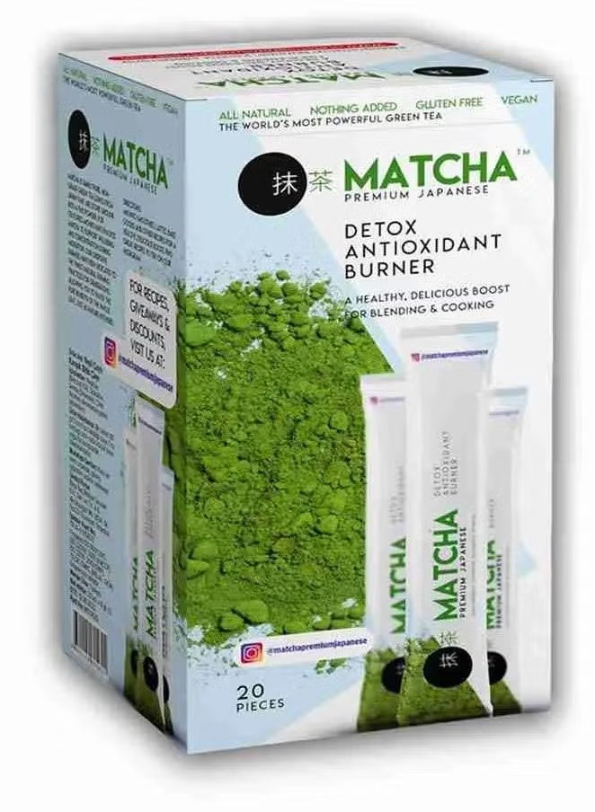 Matcha herbal tea for colon cleansing and weight loss, strawberry flavor, 20 sachets - Image 1