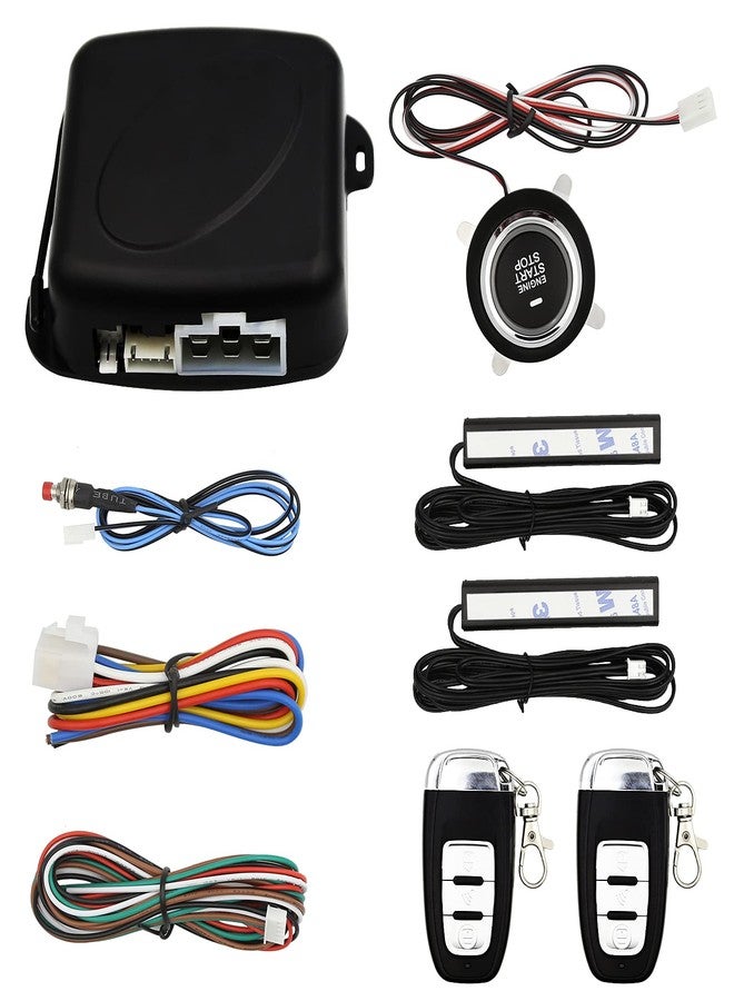 3T6B Passive Keyless Entry System Push Button Vehicles Start/Stop Kit Safe Lock with 2 Smart Key - Image 1