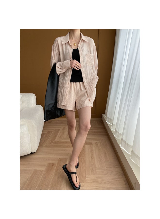 Sinan High-grade Texture Linen Thin Shirt Wide Leg Shorts Suit Early Spring New Sn5278