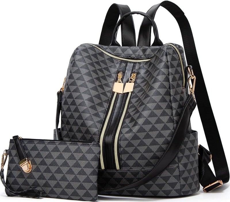 Makes Backpack Purse for Women PU Leather Travel Satchel Handbag Convertible Design Bag with Purse 2 Piece - Image 1