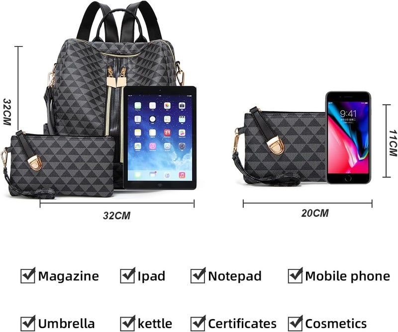 Makes Backpack Purse for Women PU Leather Travel Satchel Handbag Convertible Design Bag with Purse 2 Piece - Image 3