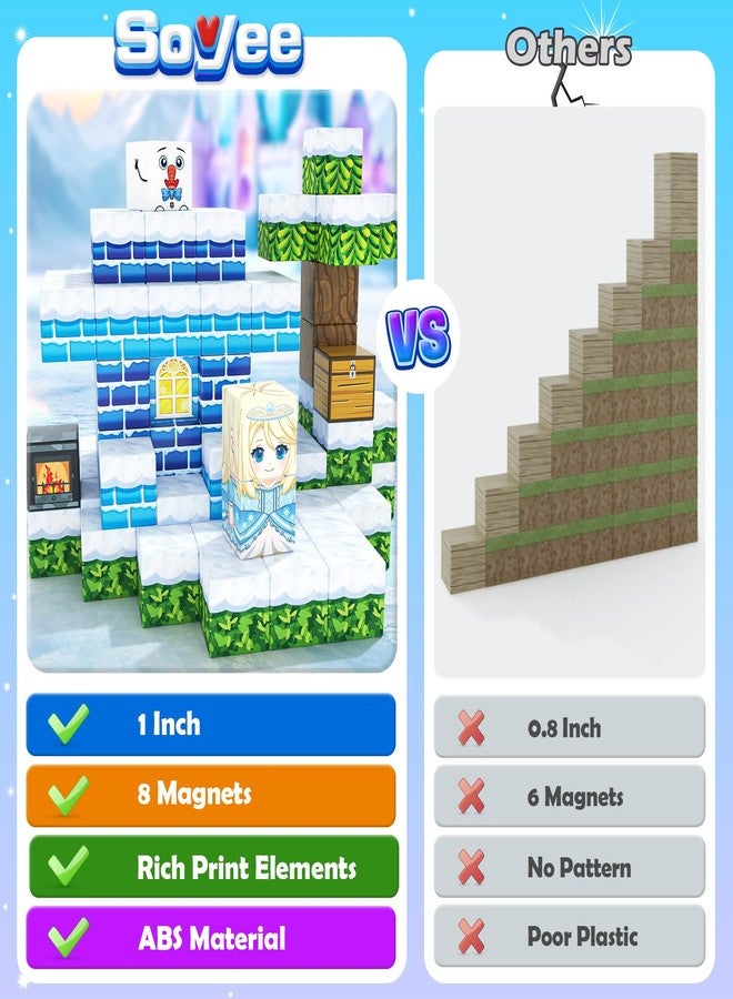 Soyee Magnetic Blocks Kids Toys - Build Mine Magnet World Set for Boys & Girls Ages 3-5 5-7 6-8 8-12 Building Sensory Toys 1'' Magnetic Cubes 3 4 5 6 7 8+ Year Old Girls Birthday Gifts - Image 4