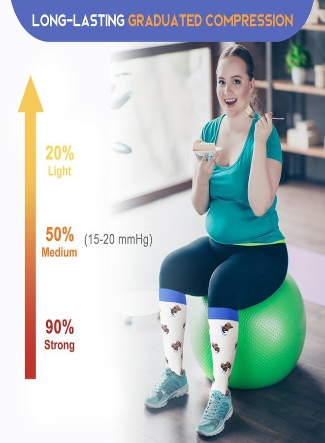 LEVSOX Plus Size Compression Socks Wide Calf for Women Men Extra Large 15-20 mmhg Knee High Support Sock for Nurses Travel Pregnant, 3 Pairs/Corgi/Flamingo/Otter, M - Image 5